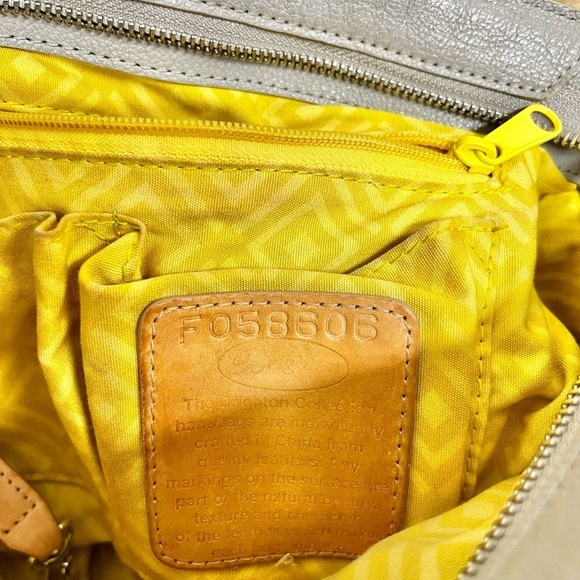 Brighton Lite Gray + Brown Floral Leather Handbag Purse Tote Bag F058606 RARE - Picture 14 of 16